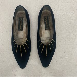 Donna Karan Ray of Light Black and Gold Collector’s Item Suede Flats